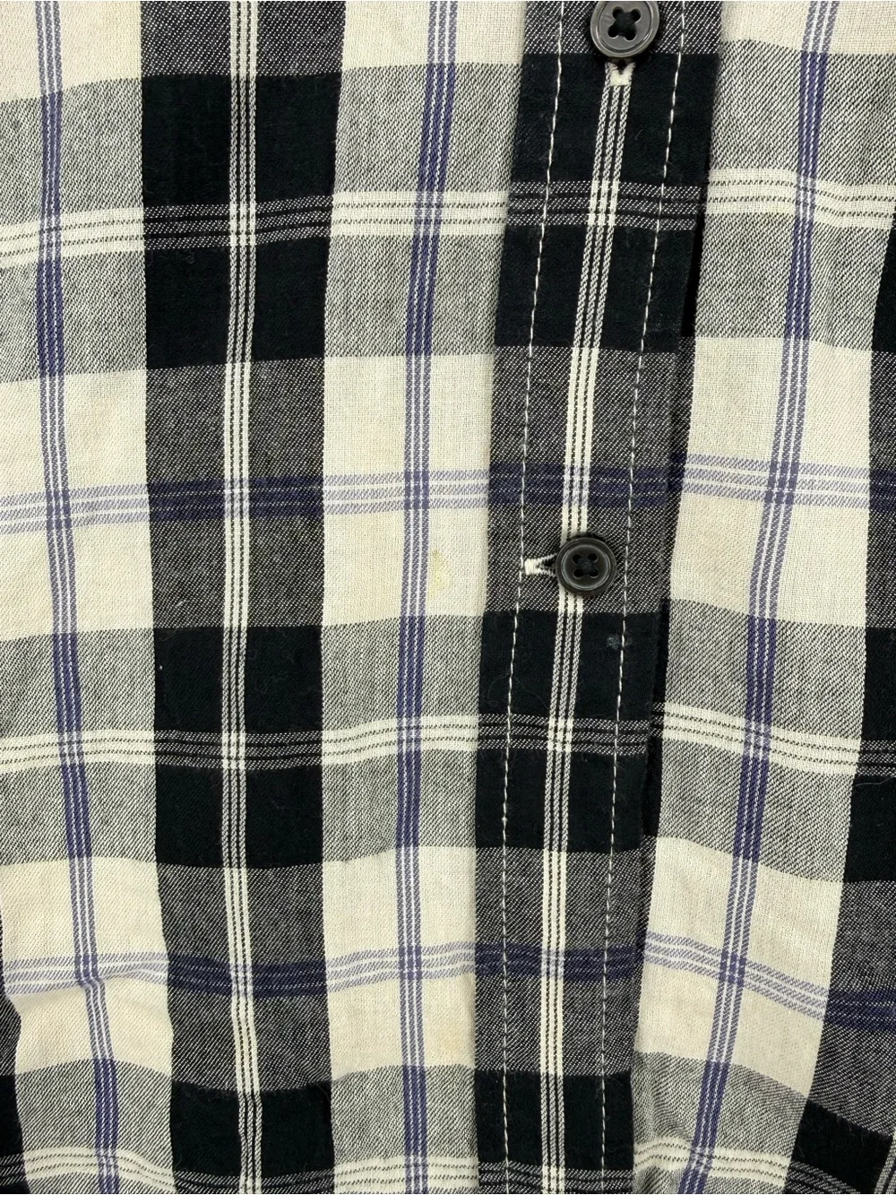 J. Crew Plaid Button Down Shirt Women’s Size 4 Black Blue Cream Cotton